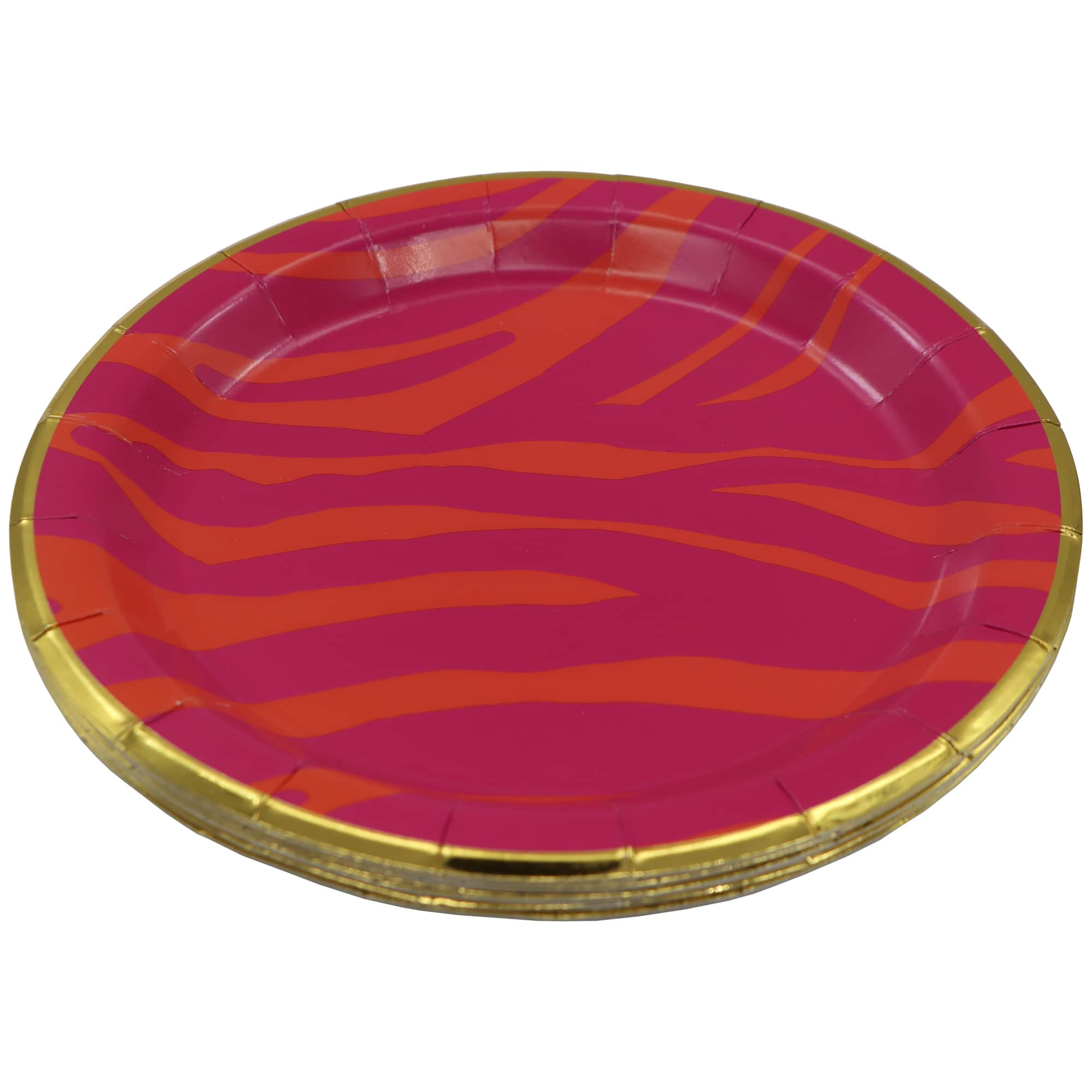 Pink Jungle 7" Orange & Pink Tiger Stripes Paper Snack Plates, 10ct. by Celebrate It™